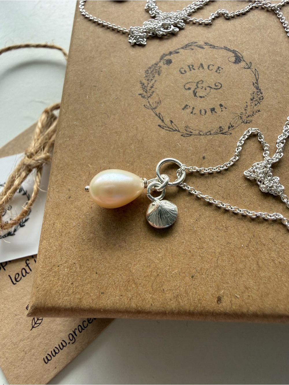 Grace and Flora Sterling Silver Pearl & Seashell Necklace